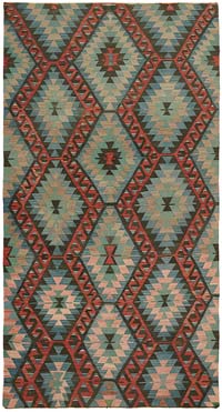 Vintage Anatolian Kilim Rug - 5' 2" x 9' 9" (62" x 117")