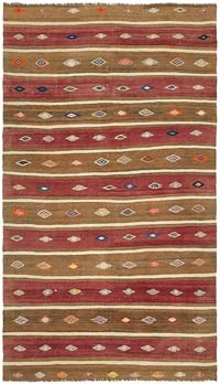 Vintage Anatolian Kilim Rug - 5' 6" x 9' 7" (66" x 115")