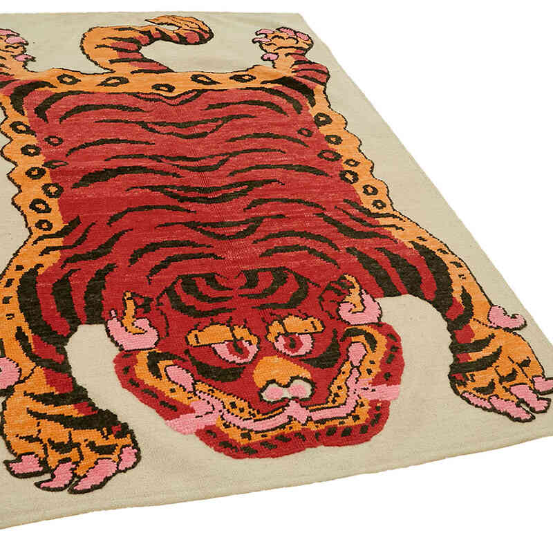 New Hand-Knotted Tiger Rug - 4' 8" x 7' 5" (56" x 89") - K0079196
