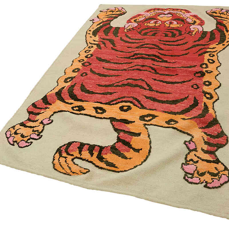 New Hand-Knotted Tiger Rug - 4' 8" x 7' 5" (56" x 89") - K0079196