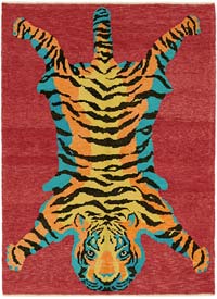 New Hand-Knotted Tiger Rug - 5' 6" x 7' 4" (66" x 88")
