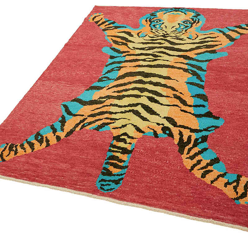 Alfombra Nueva de Nudo a Mano con Diseño de Tigre - 167 cm x 223 cm - K0079199