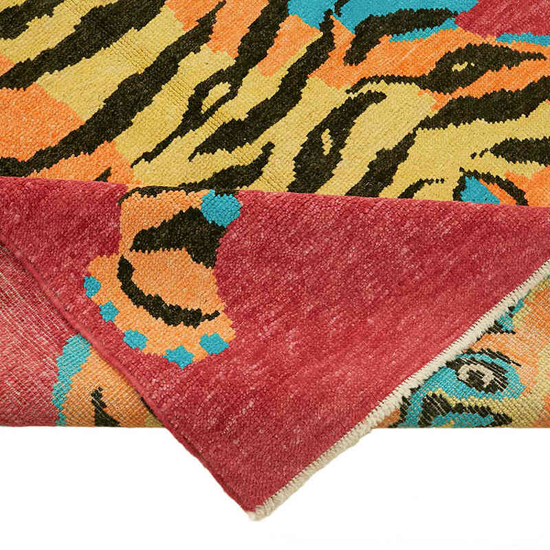 Alfombra Nueva de Nudo a Mano con Diseño de Tigre - 167 cm x 223 cm - K0079199