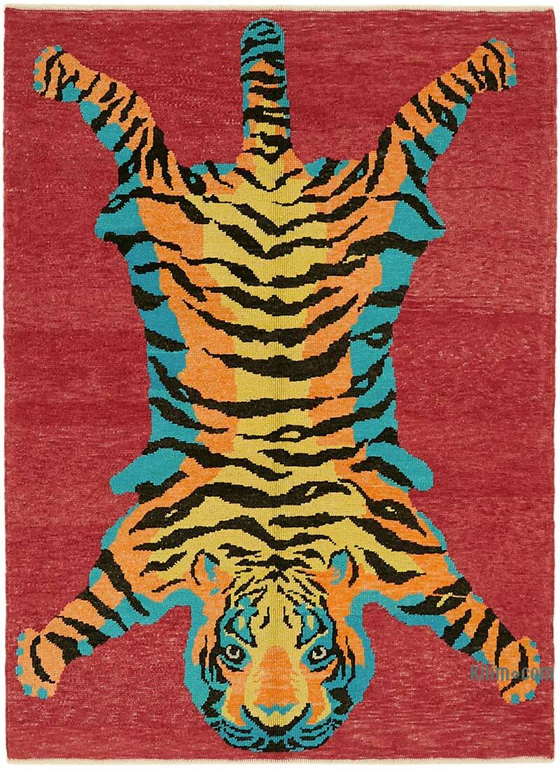 Alfombra Nueva de Nudo a Mano con Diseño de Tigre - 167 cm x 223 cm - K0079199