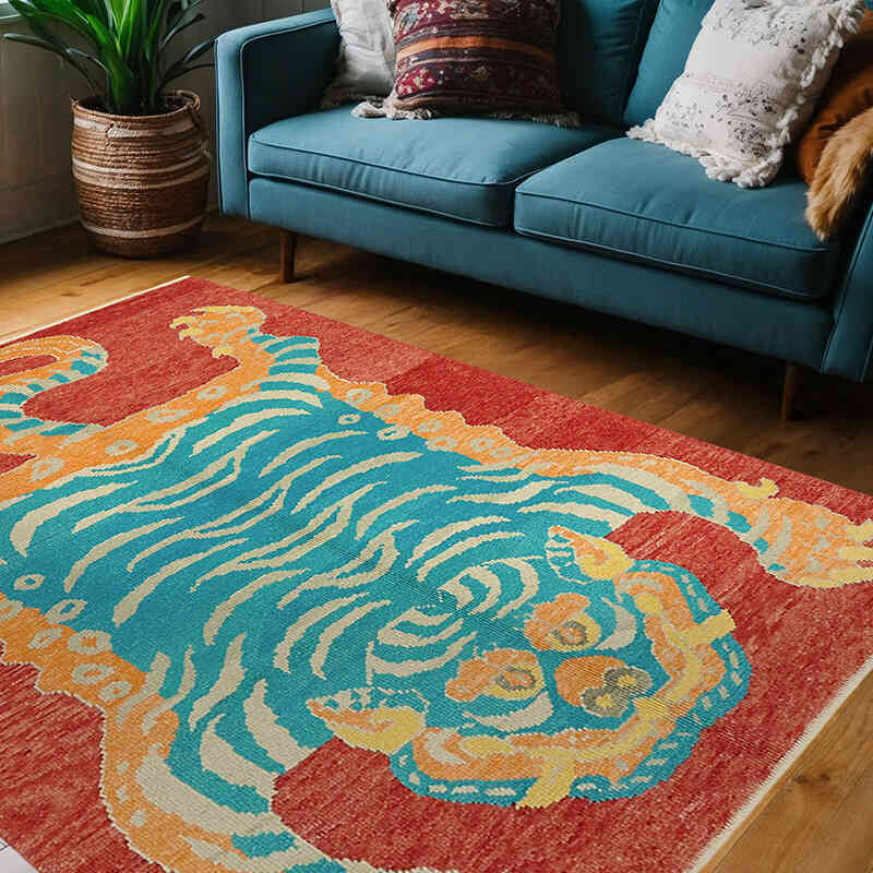 Yeni Kaplan Desenli Halı - 152 cm x 202 cm - K0079200