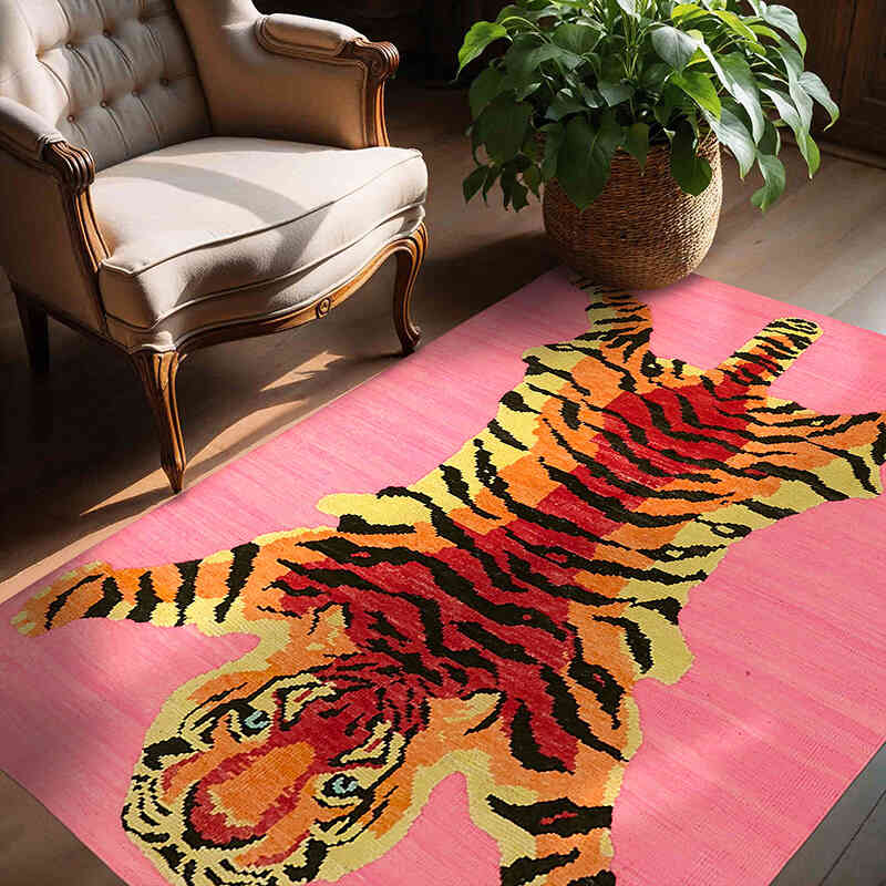 New Hand-Knotted Tiger Rug - 4' 9" x 6'  (57" x 72") - K0079201