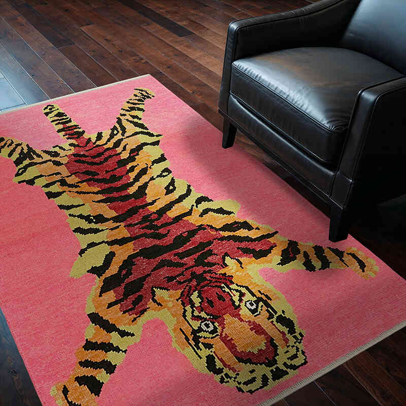 New Hand-Knotted Tiger Rug - 4' 2" x 5' 10" (50" x 70") - K0079202