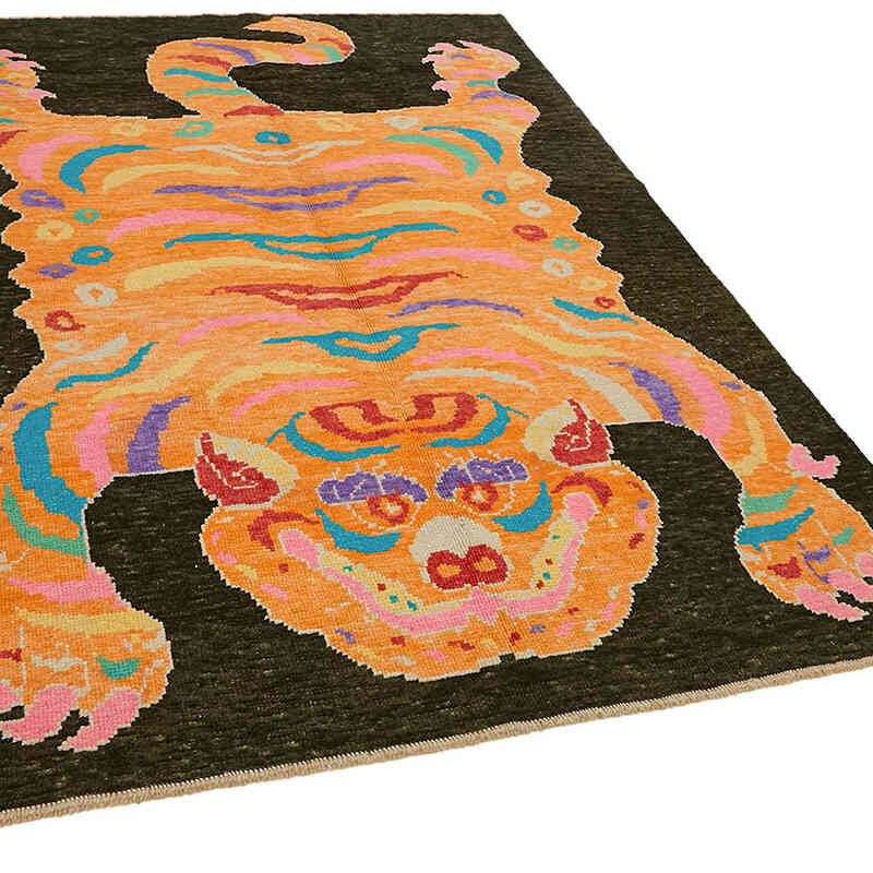 New Hand-Knotted Tiger Rug - 5' 7" x 7' 10" (67" x 94") - K0079204