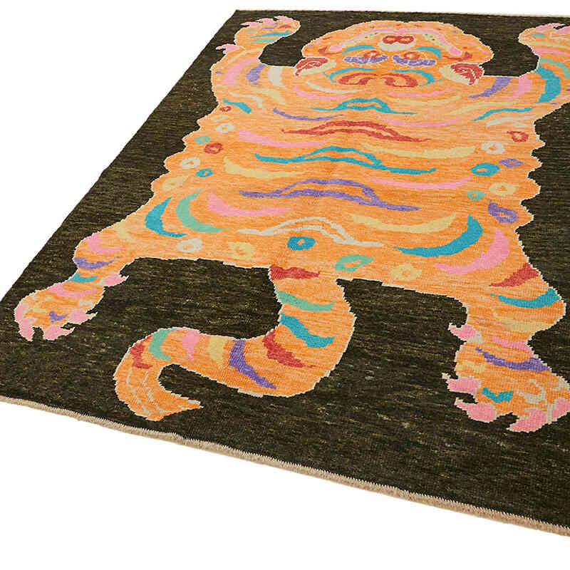 New Hand-Knotted Tiger Rug - 5' 7" x 7' 10" (67" x 94") - K0079204