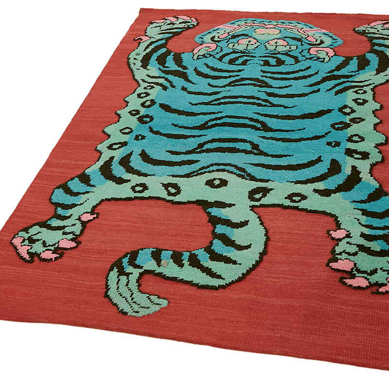Alfombra Nueva de Nudo a Mano con Diseño de Tigre - 121 cm x 178 cm - K0079205