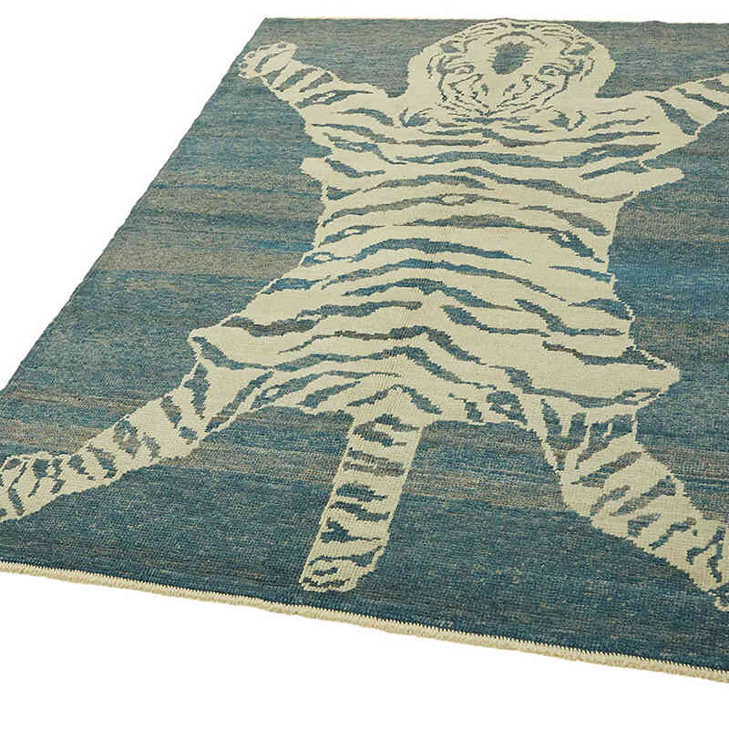 Alfombra Nueva de Nudo a Mano con Diseño de Tigre - 143 cm x 193 cm - K0079207