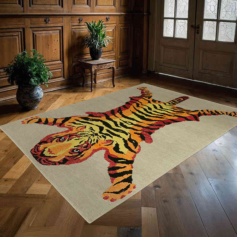 Yeni Kaplan Desenli Halı - 168 cm x 230 cm - K0079208