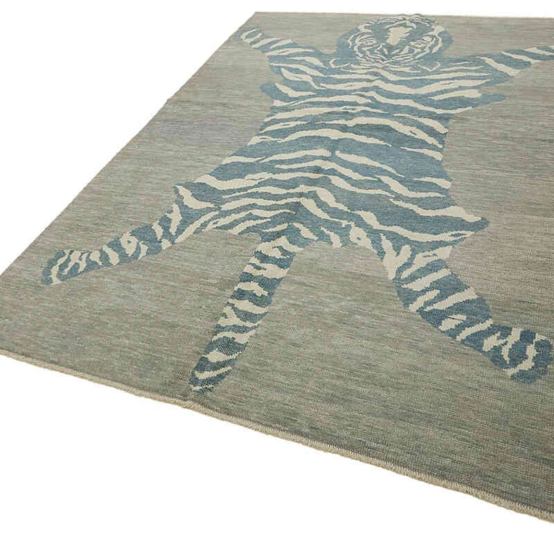 Alfombra Nueva de Nudo a Mano con Diseño de Tigre - 210 cm x 321 cm - K0079210