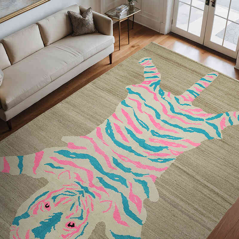 Alfombra Nueva de Nudo a Mano con Diseño de Tigre - 256 cm x 348 cm - K0079221