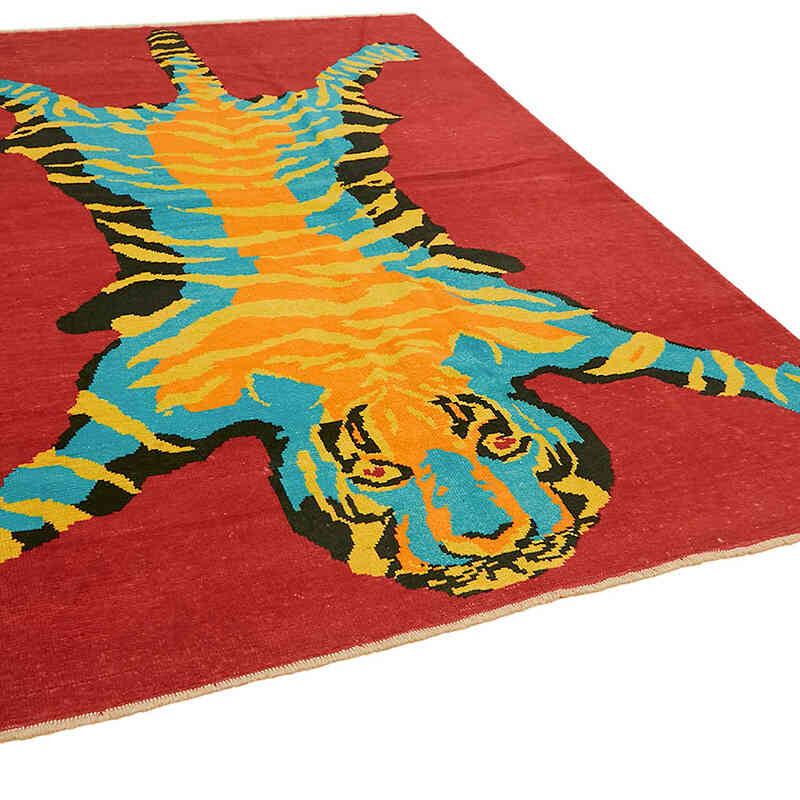 New Hand-Knotted Tiger Rug - 7' 6" x 10'  (90" x 120") - K0079224