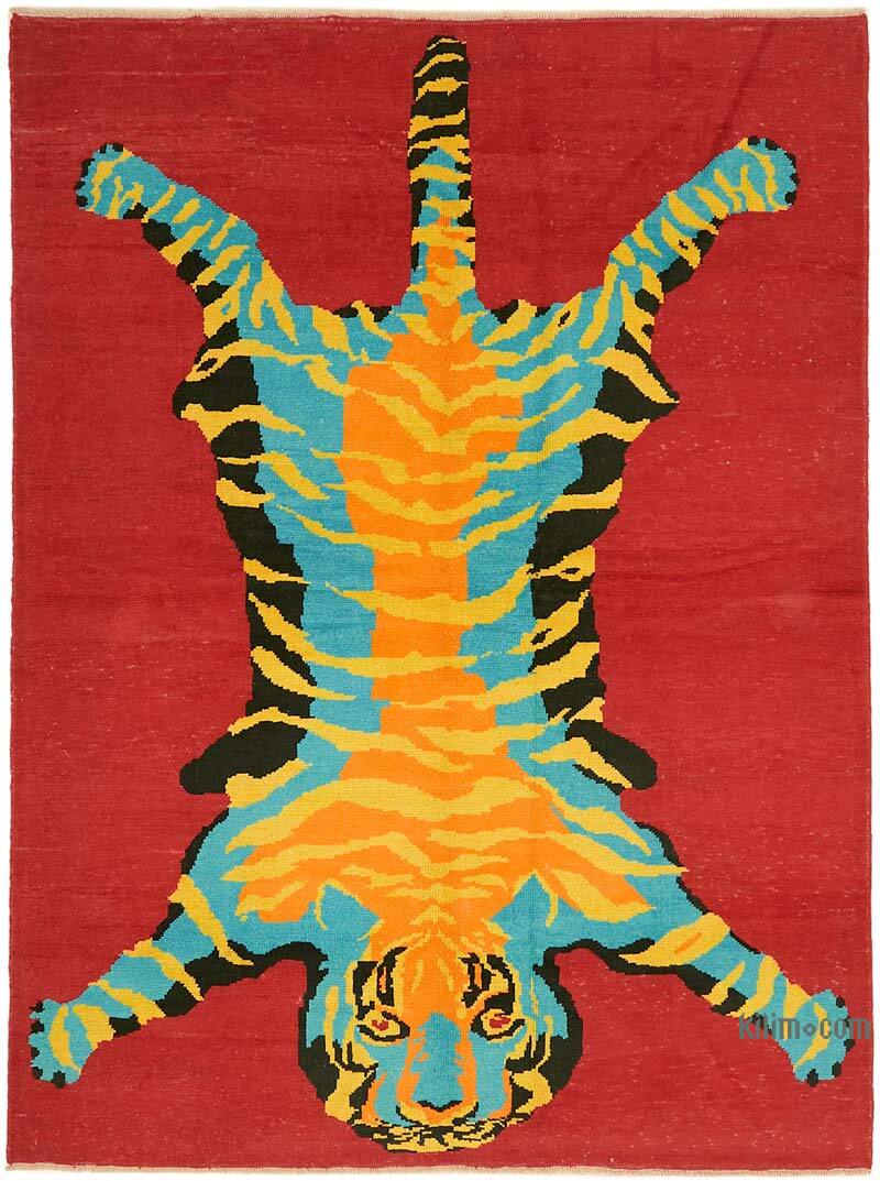 New Hand-Knotted Tiger Rug - 7' 6" x 10'  (90" x 120") - K0079224