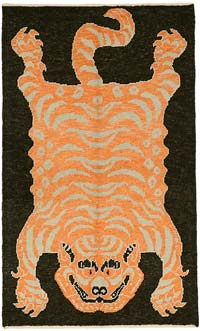 New Hand-Knotted Tiger Rug - 130 cm x 208 cm