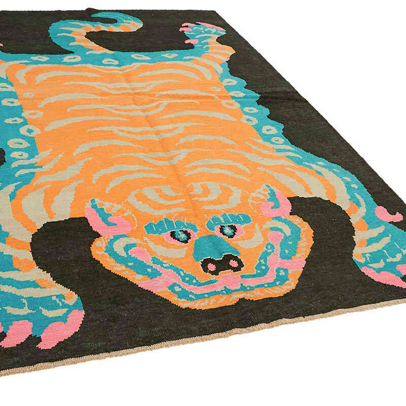 New Hand-Knotted Tiger Rug - 6' 11" x 10'  (83" x 120") - K0079229