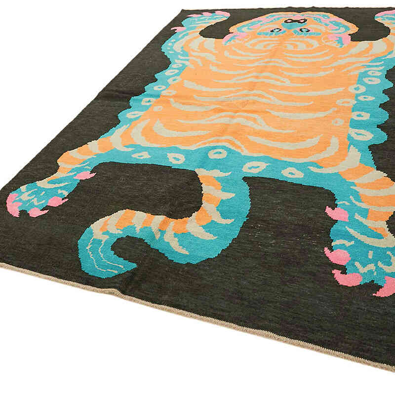 New Hand-Knotted Tiger Rug - 6' 11" x 10'  (83" x 120") - K0079229