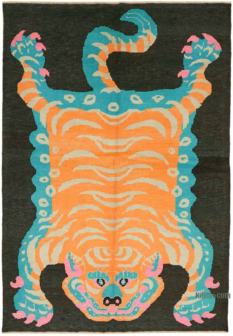 New Hand-Knotted Tiger Rug - 6' 11" x 10'  (83" x 120") - K0079229