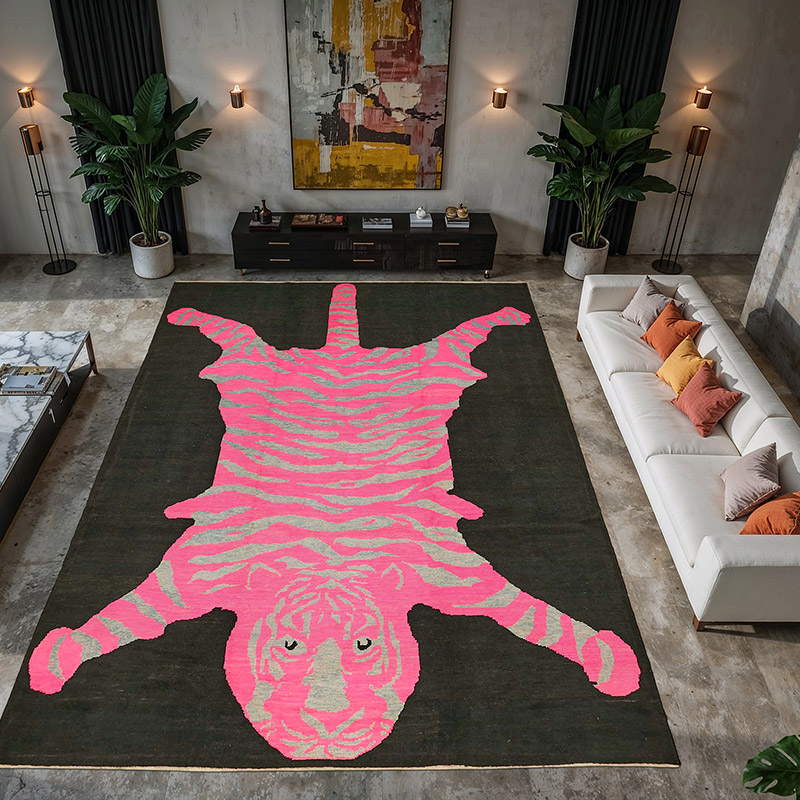 Alfombra Nueva de Nudo a Mano con Diseño de Tigre - 306 cm x 434 cm - K0079231