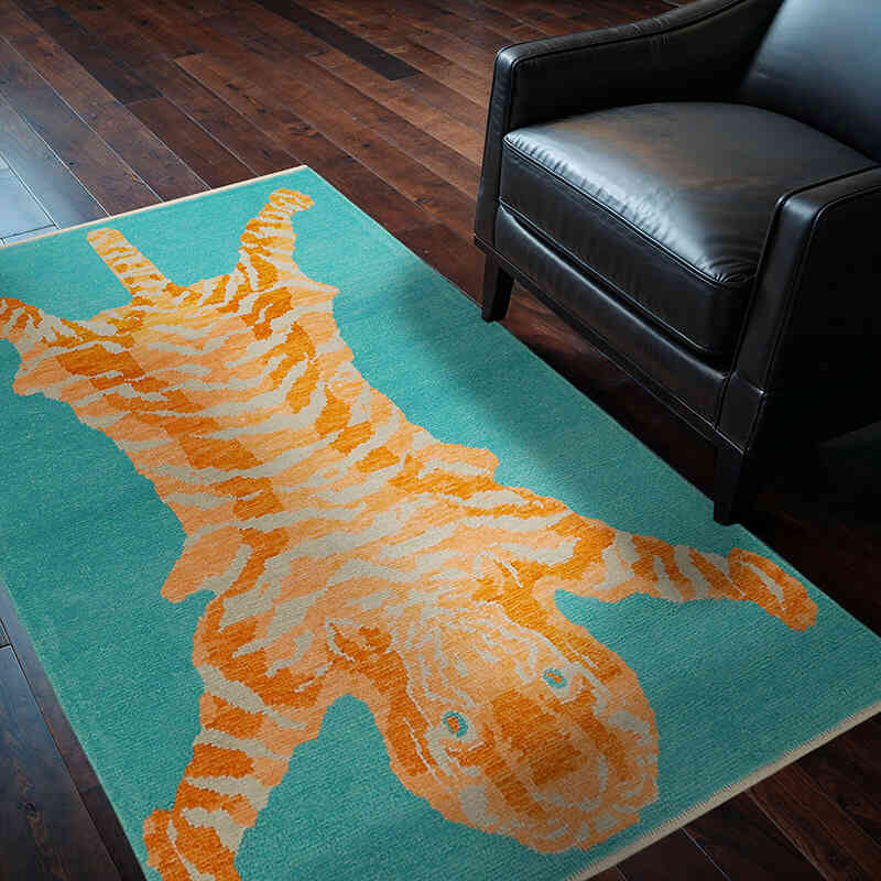 New Hand-Knotted Tiger Rug - 4'  x 6'  (48" x 72") - K0079232