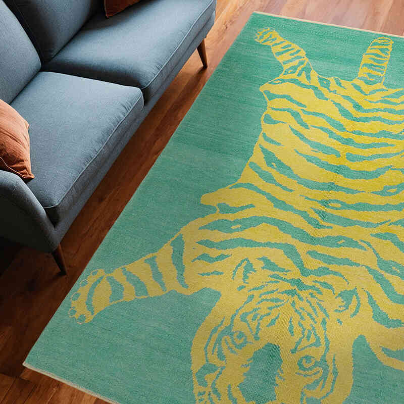 Alfombra Nueva de Nudo a Mano con Diseño de Tigre - 188 cm x 257 cm - K0079233