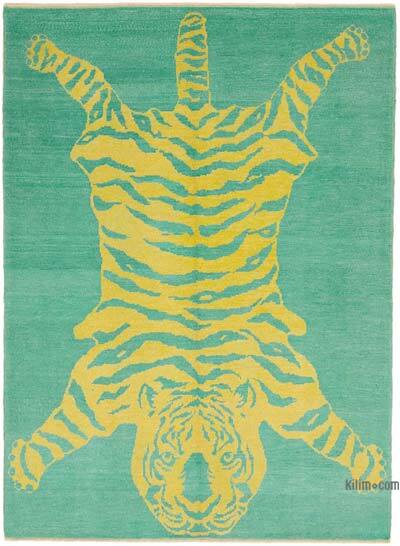 Alfombra Nueva de Nudo a Mano con Diseño de Tigre - 188 cm x 257 cm