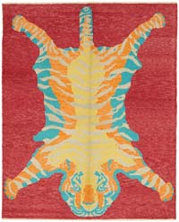 New Hand-Knotted Tiger Rug - 6' 4" x 7' 10" (76" x 94")