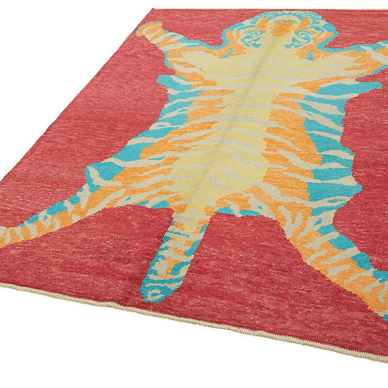 Alfombra Nueva de Nudo a Mano con Diseño de Tigre - 192 cm x 240 cm - K0079236
