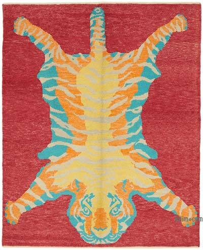 Alfombra Nueva de Nudo a Mano con Diseño de Tigre - 192 cm x 240 cm