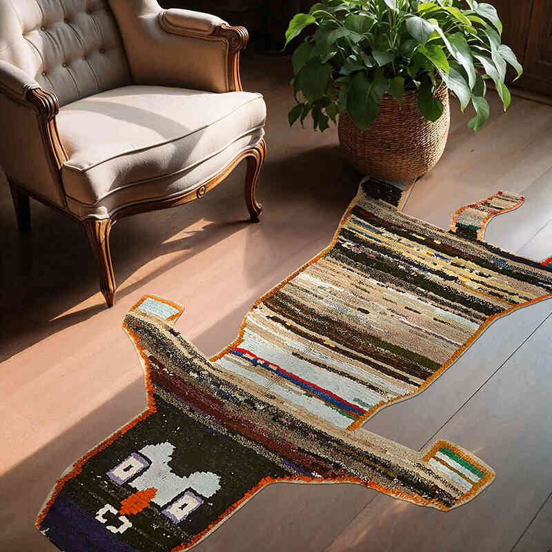 New Hand-Knotted Tiger Rug - 4' 8" x 6' 5" (56" x 77") - K0079243
