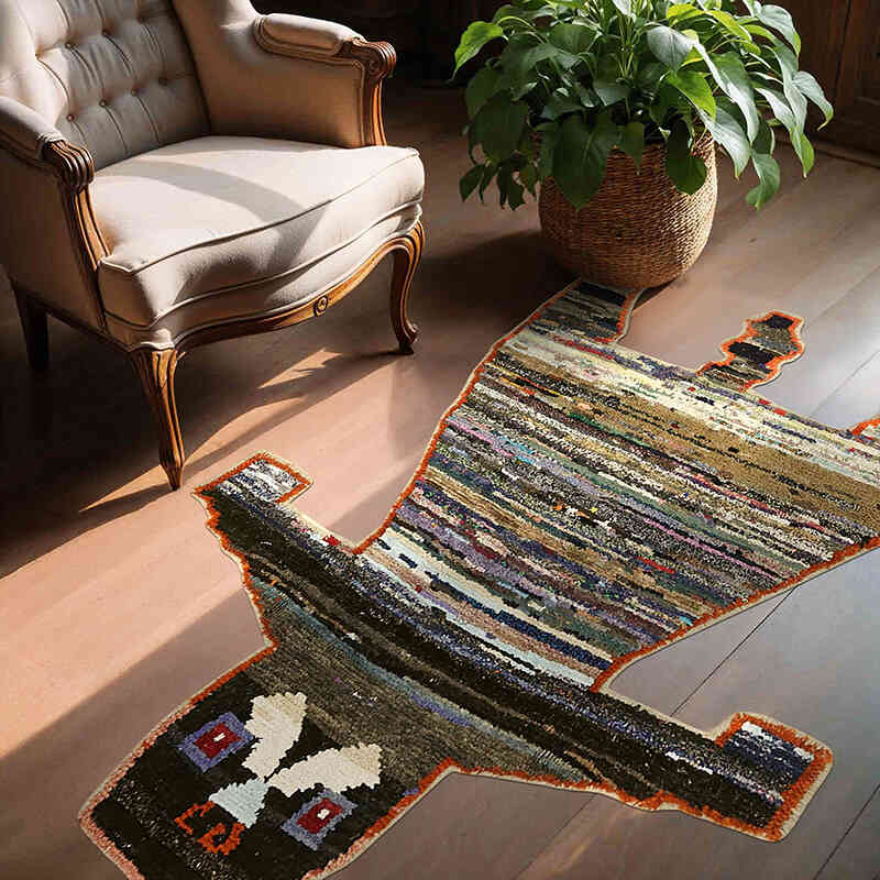 New Hand-Knotted Tiger Rug - 4' 9" x 6'  (57" x 72") - K0079247