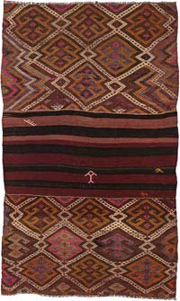 Vintage Bayburt Kilim Rug - 3' 5" x 5' 10" (41" x 70")