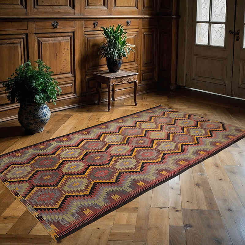 Vintage Antalya Kilim Rug - 4' 6" x 8' 3" (54" x 99") - K0079282