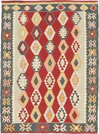New Handwoven Turkish Kilim Rug - 5' 9" x 7' 11" (69" x 95")