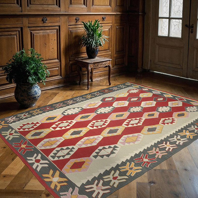 New Handwoven Turkish Kilim Rug - 5' 9" x 7' 11" (69" x 95") - K0079448