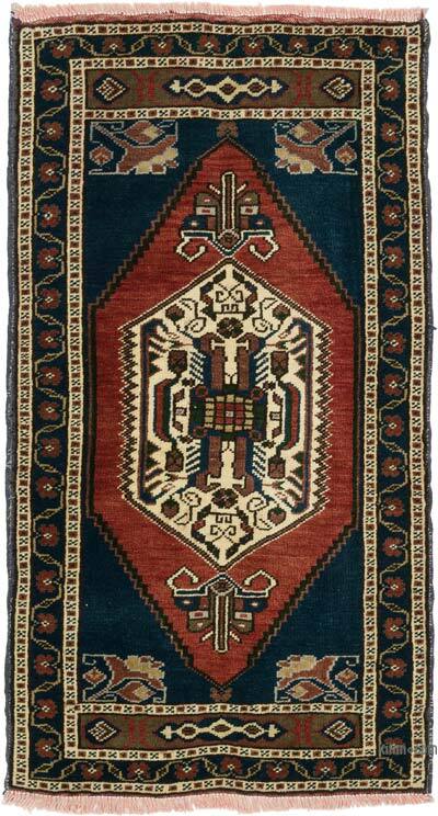 El Dokuma Vintage Halı - 60 cm x 110 cm