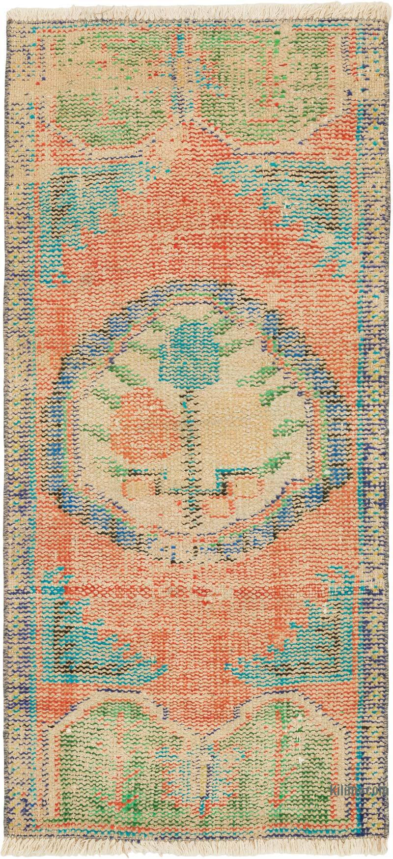 Alfombra Vintage Turca Anudada a Mano - 57 cm x 123 cm - K0079525