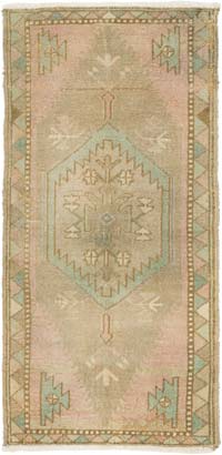 El Dokuma Vintage Halı - 48 cm x 96 cm