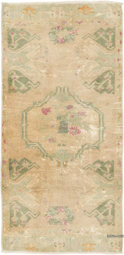 El Dokuma Vintage Halı - 52 cm x 107 cm