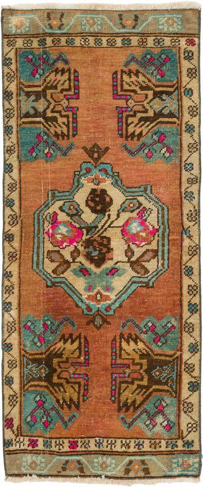 Alfombra Vintage Turca Anudada a Mano - 49 cm x 116 cm