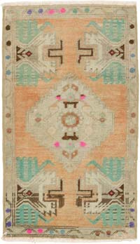 Alfombra Vintage Turca Anudada a Mano - 51 cm x 87 cm