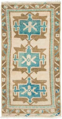 Vintage Turkish Hand-Knotted Rug - 1' 6" x 2' 11" (18" x 35")