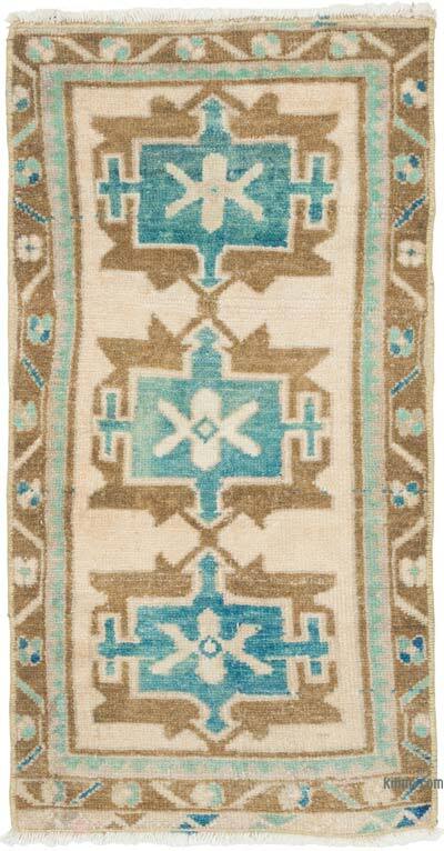 Alfombra Vintage Turca Anudada a Mano - 46 cm x 89 cm