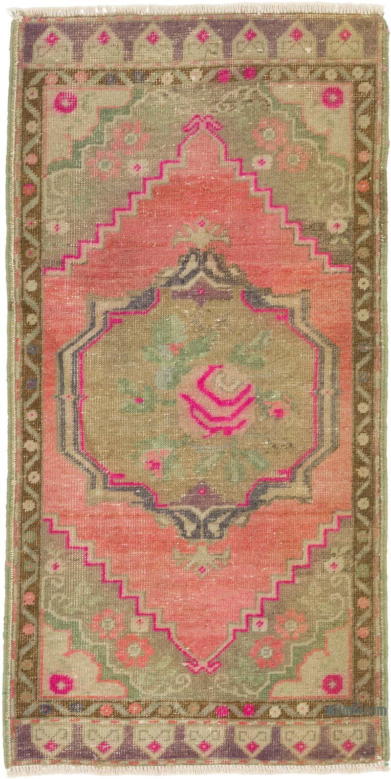 Alfombra Vintage Turca Anudada a Mano - 56 cm x 111 cm - K0079596