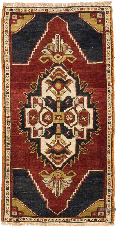 Alfombra Vintage Turca Anudada a Mano - 52 cm x 102 cm
