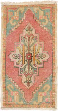 El Dokuma Vintage Halı - 52 cm x 96 cm