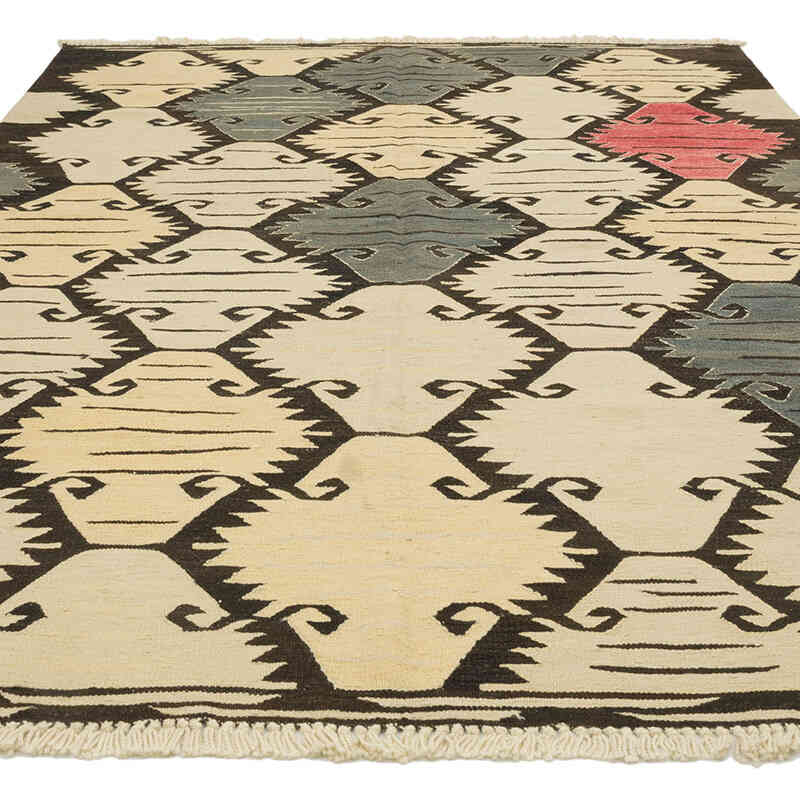 New Handwoven Turkish Kilim Rug - 6' 9" x 9' 9" (81" x 117") - K0080073