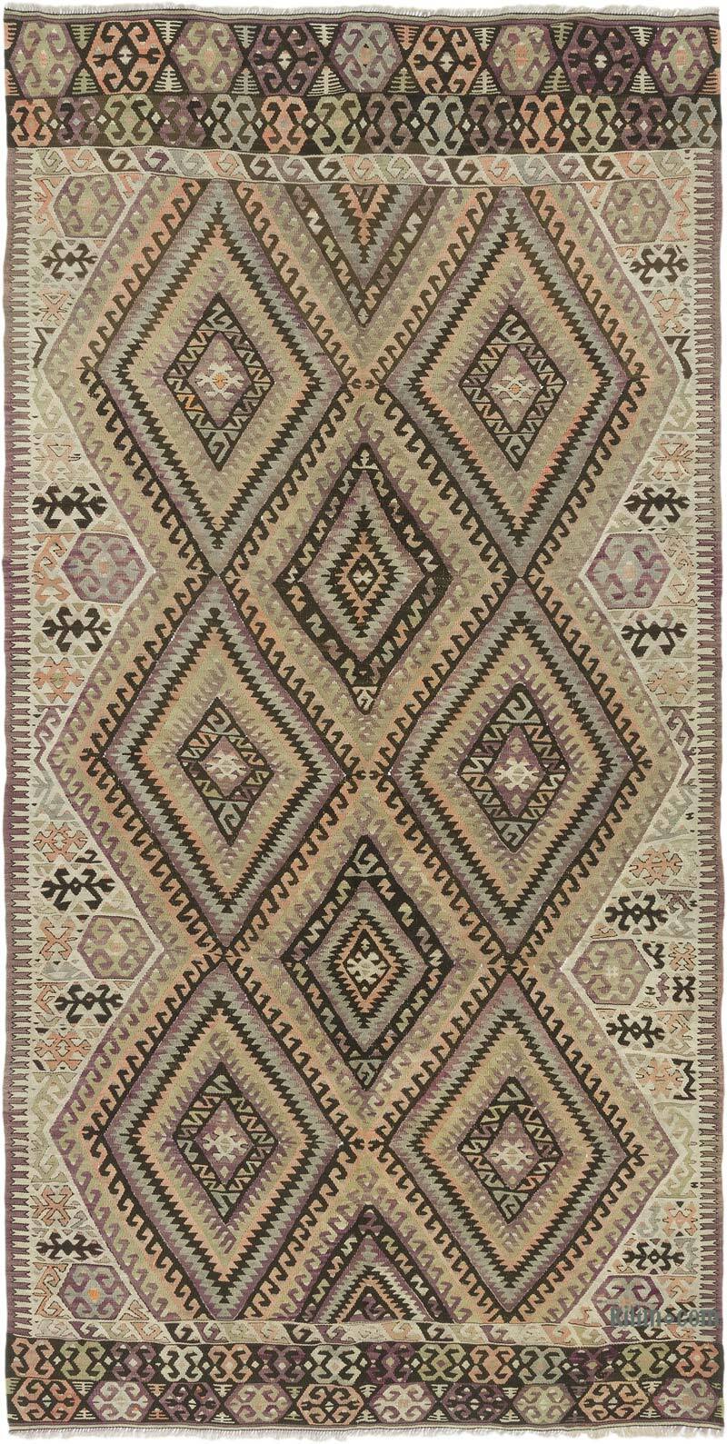 Vintage Fethiye Kilim Rug - 4' 7" x 9' 1" (55" x 109") - K0080078